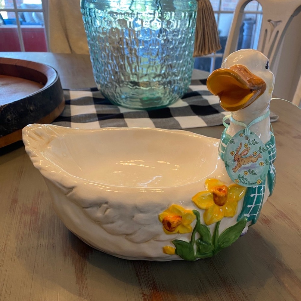 Blue Sky Clayworks Decorative Goose Bowl - Brand new fabulous details!  HTF NEW!